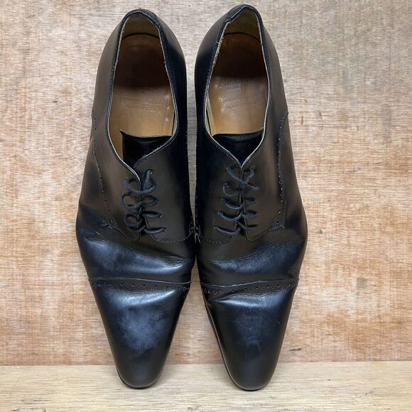 Finsbury Montana Men's 11.5 Shoes Black Leather Gamme Latina Blake Welted Oxford - Picture 5 of 13